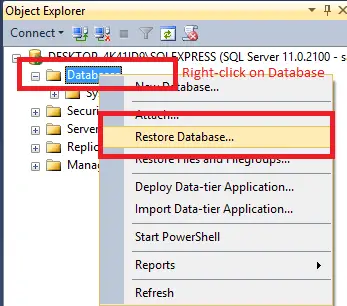 从 SQL Server 中的 .bak 文件恢复(导入)数据库(带或不带脚本)